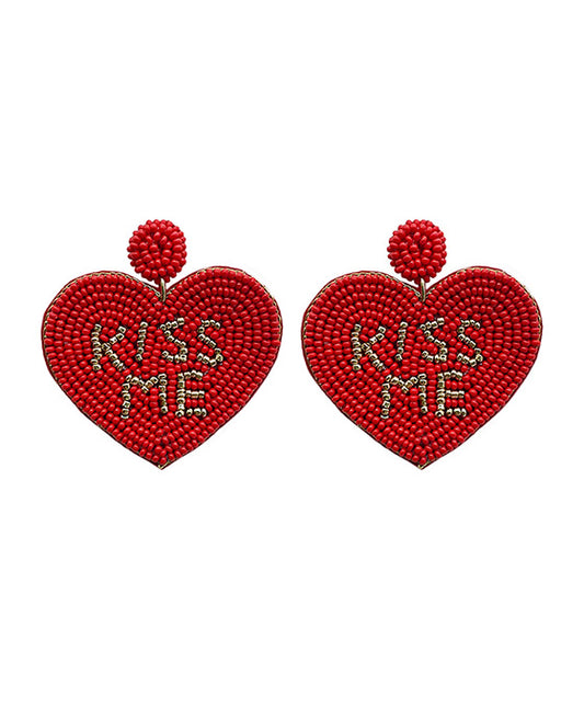 Beaded Kiss Me Heart Post Earring