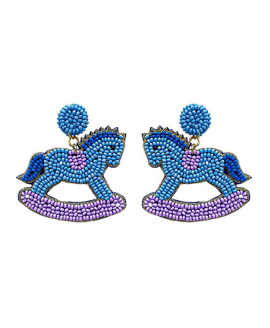 Beaded Rocking Horse Post Earring