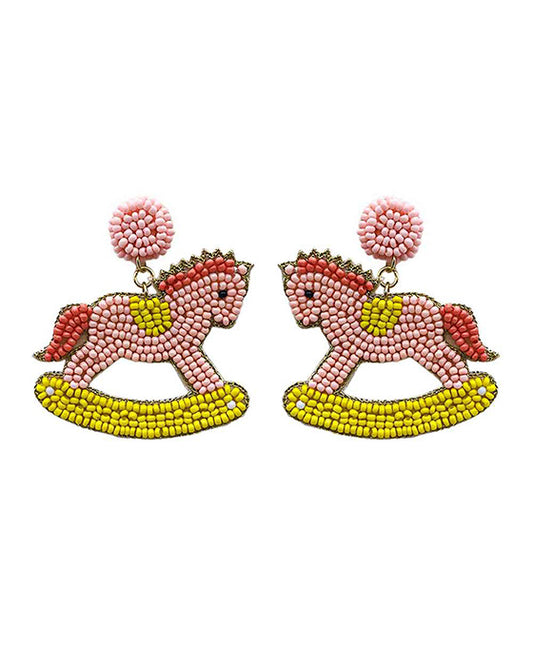 Beaded Rocking Horse Post Earring