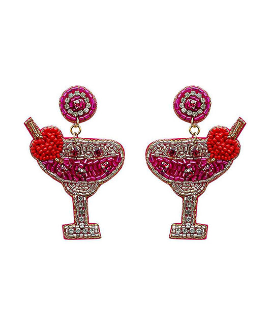 Beaded Cocktail Stone Post Earring