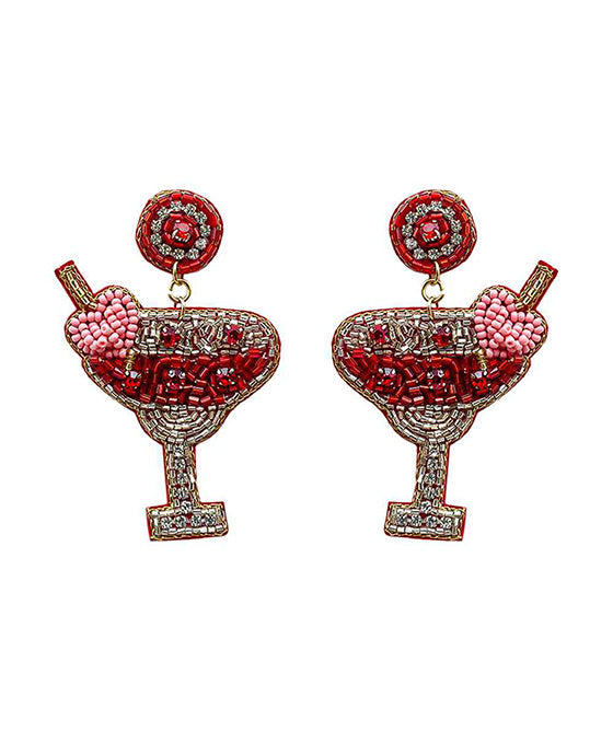 Beaded Cocktail Stone Post Earring