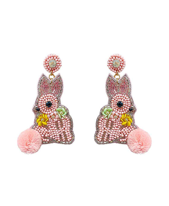 Beaded Easter Bunny Post Earring