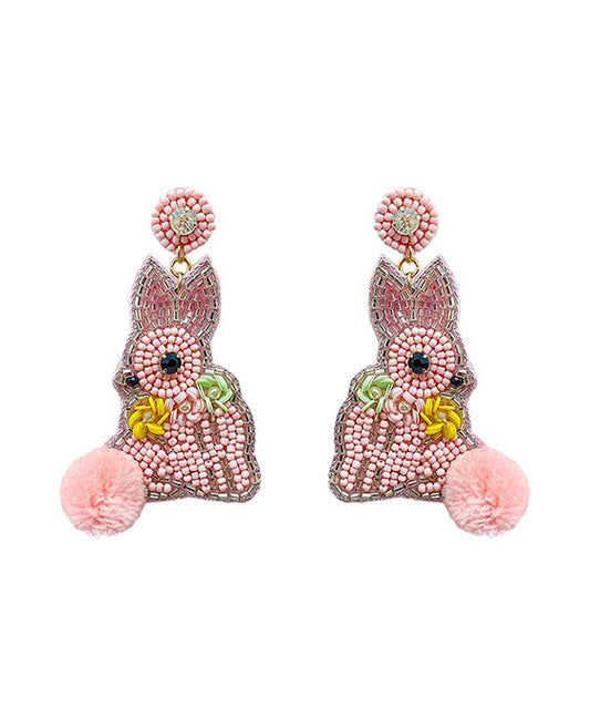 Beaded Easter Bunny Post Earring