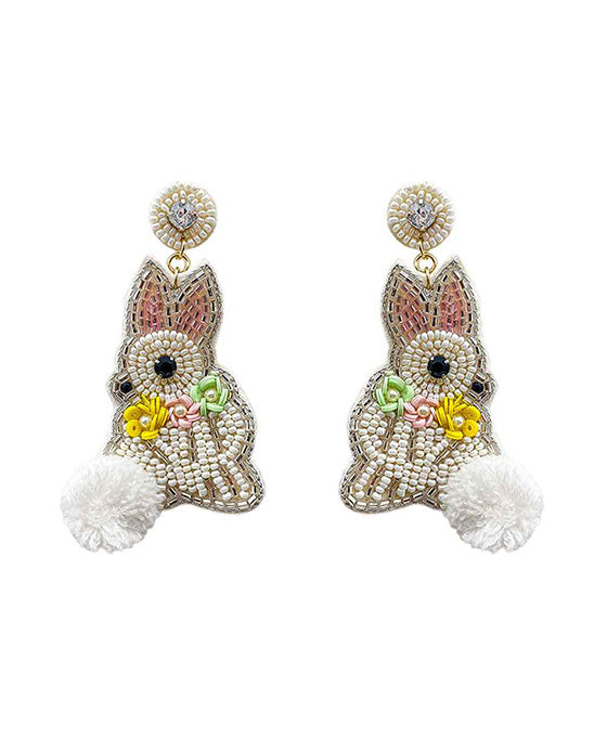 Beaded Easter Bunny Post Earring