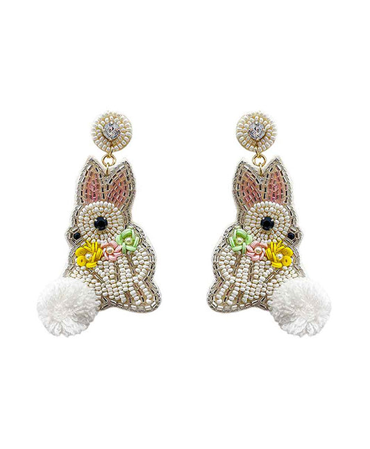 Beaded Easter Bunny Post Earring