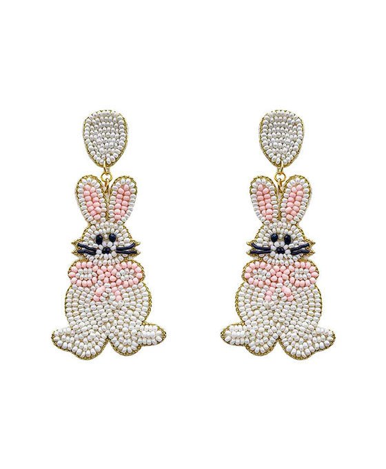 Beaded Easter Bunny w/ Egg Earring