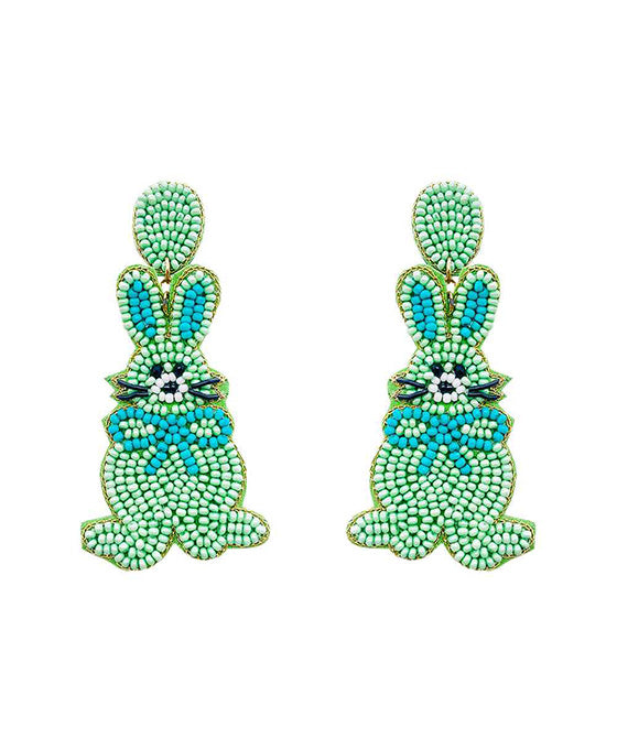 Beaded Easter Bunny w/ Egg Earring