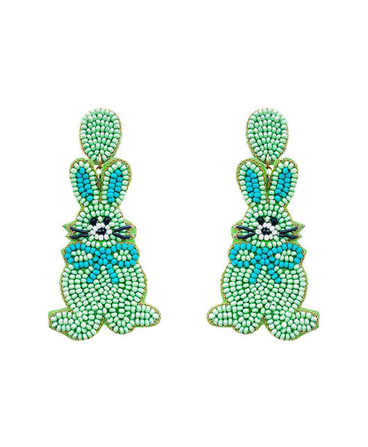 Beaded Easter Bunny w/ Egg Earring