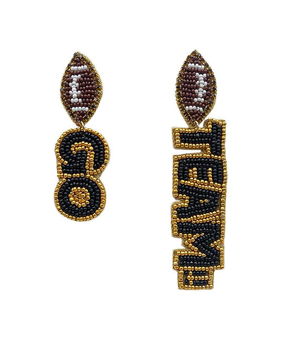 Beaded Football Go Team Earring