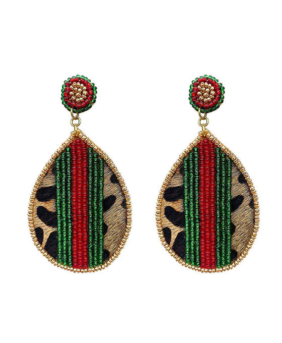 Stripe Pattern Teardrop Earring