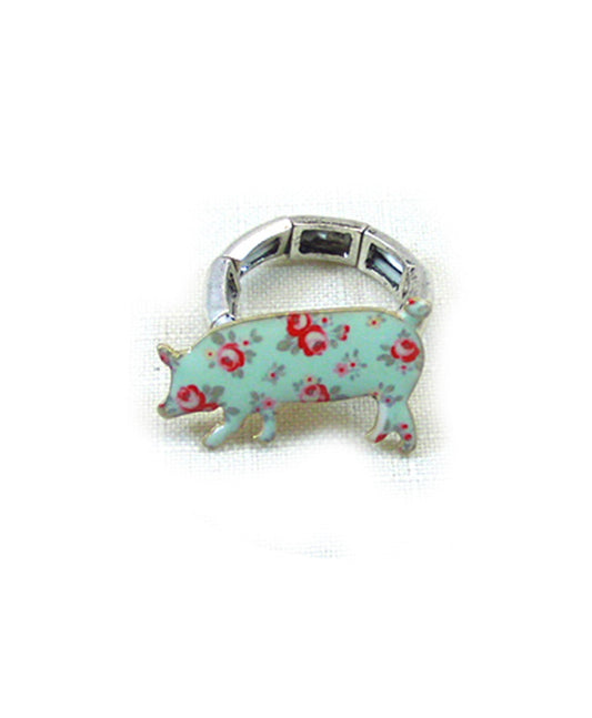 Floral Pig Stretch Ring