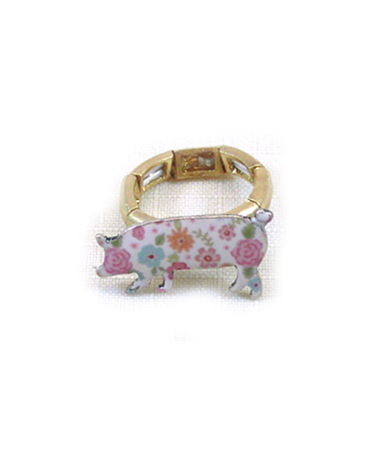 Floral Pig Stretch Ring