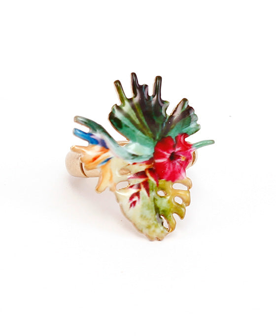 Tropical Leaf Print Ring