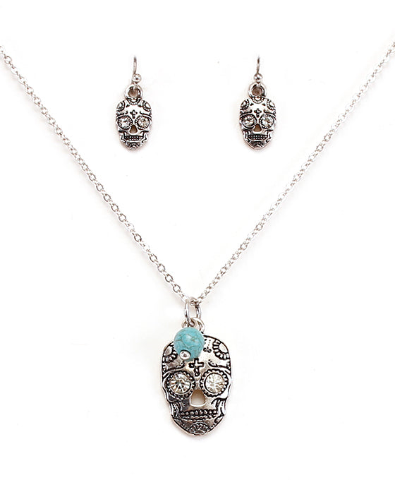 Dainty Sweet Skull Necklace Set