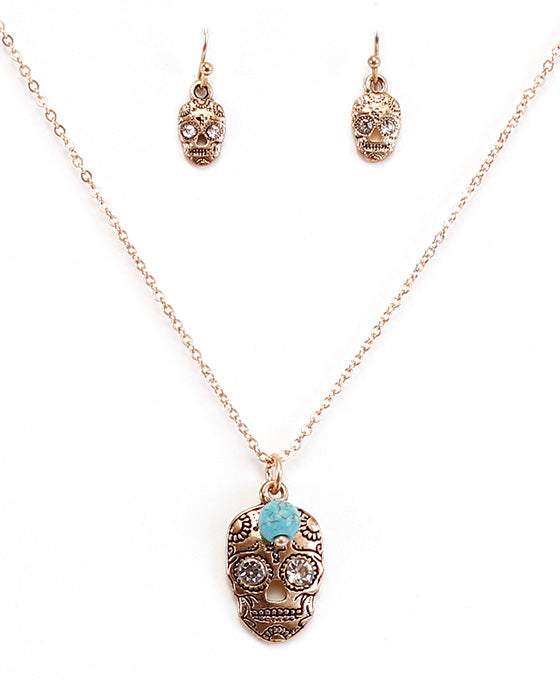 Dainty Sweet Skull Necklace Set