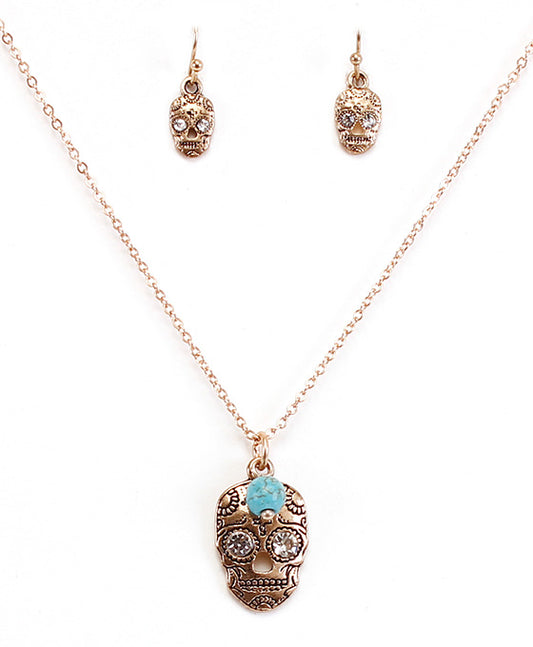 Dainty Sweet Skull Necklace Set