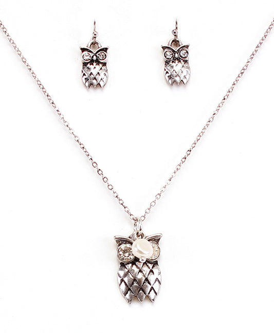 Dainty Owl Necklace Set