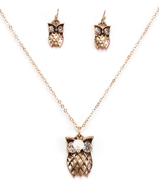 Dainty Owl Necklace Set