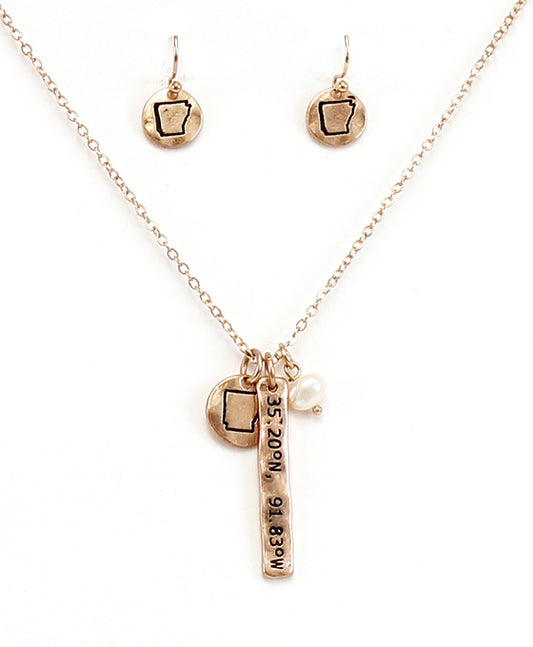 AR Latitude & Longitude Necklace Set