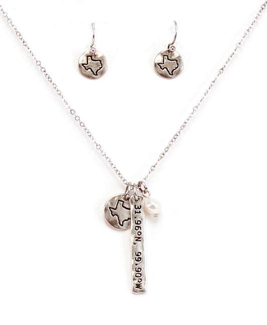 TX Latitude & Longitude Necklace Set