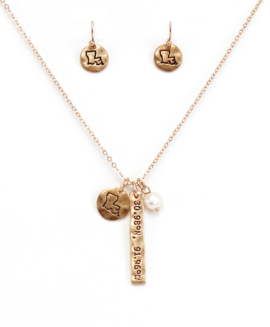 LA Latitude & Longitude Necklace Set