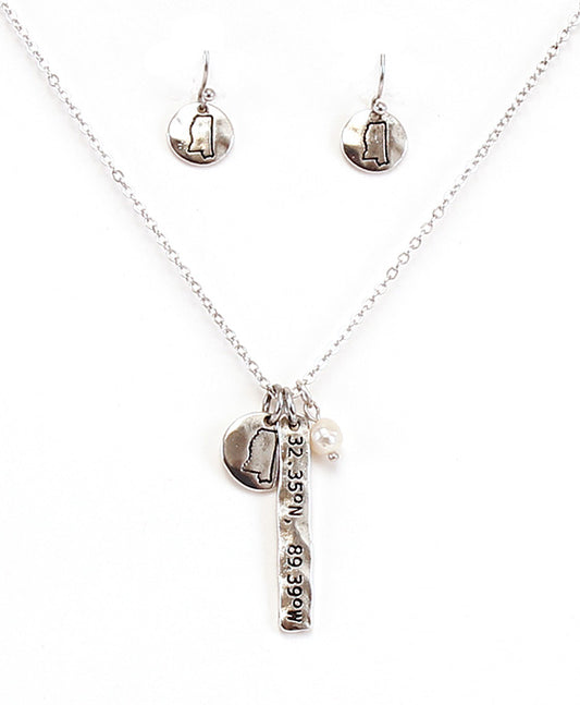 MS Latitude & Longitude Necklace Set