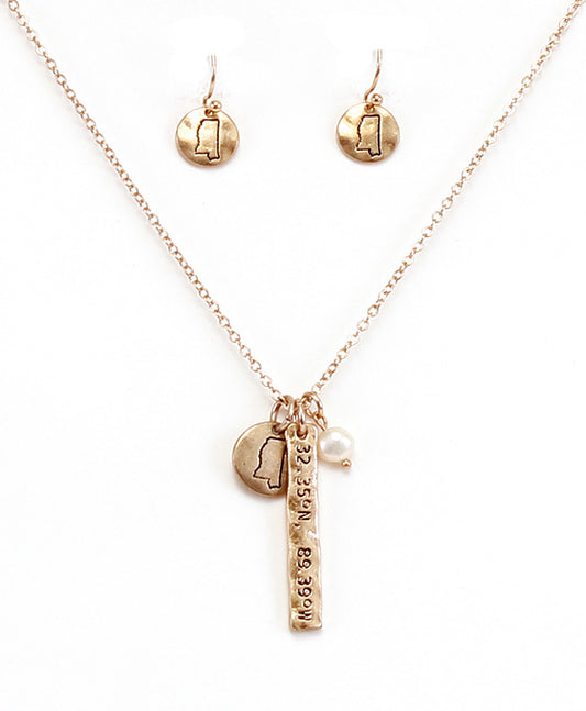 MS Latitude & Longitude Necklace Set