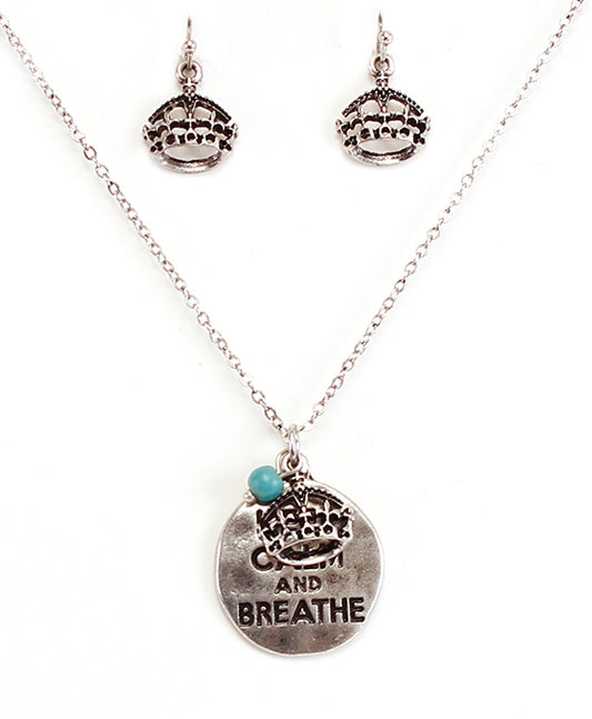 KEEP CALM & BREATHE Necklace Set