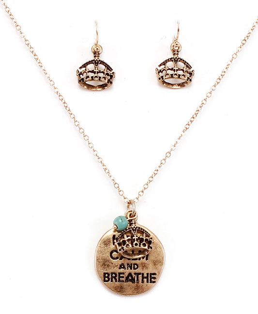 KEEP CALM & BREATHE Necklace Set