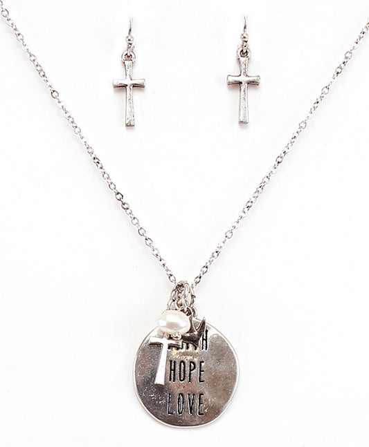 FAITH HOPE LOVE Necklace Set