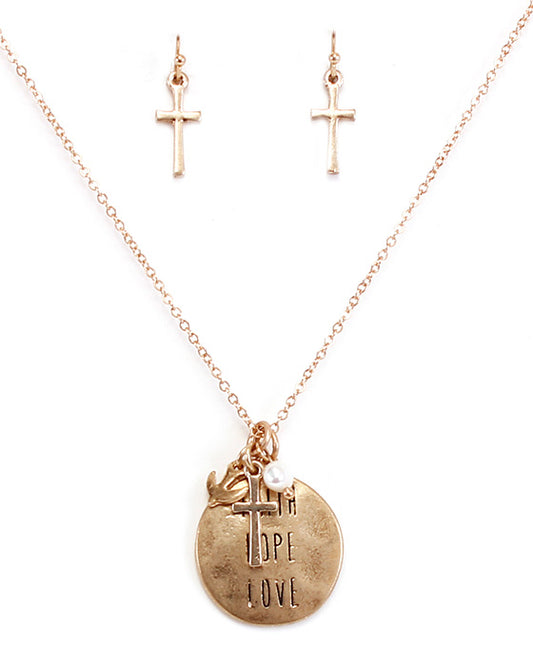 FAITH HOPE LOVE Necklace Set