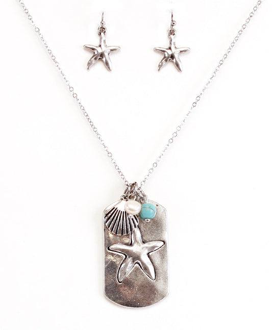 Starfish Dog Tag Necklace Set