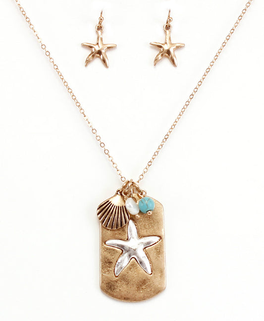 Starfish Dog Tag Necklace Set