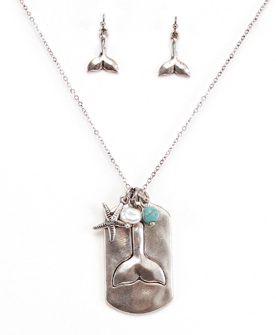 Whale Tale Dog Tag Necklace Set