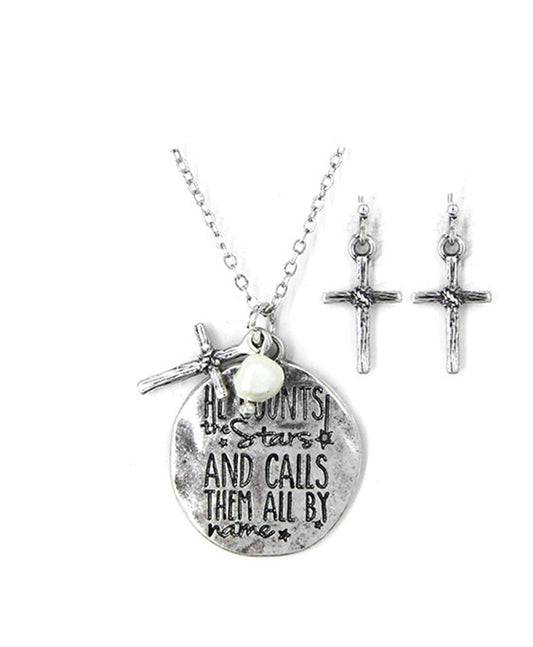 Message Necklace Set - HE COUNTS THE STARS