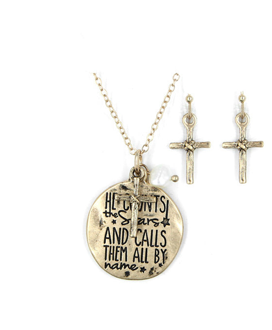 Message Necklace Set - HE COUNTS THE STARS