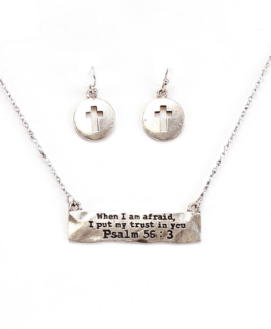 WHEN I AM AFRAID Bar Necklace Set