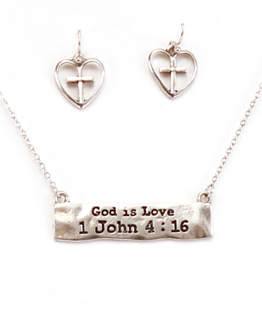 GOD IS LOVE Bar Necklace Set