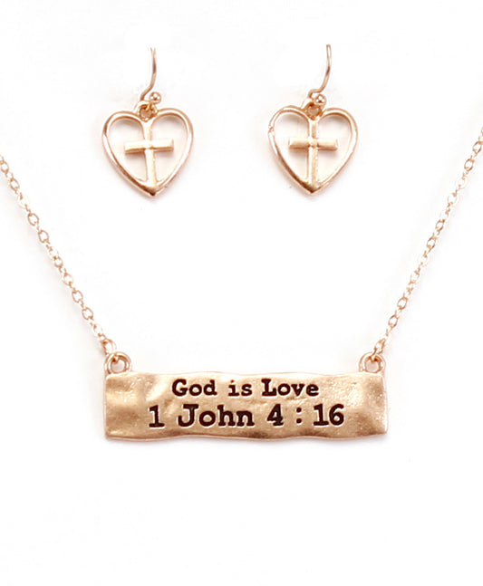 GOD IS LOVE Bar Necklace Set