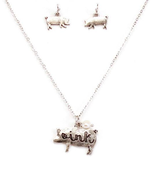 Dainty Pig Necklace Set