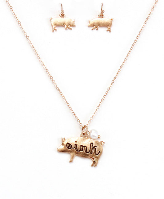 Dainty Pig Necklace Set