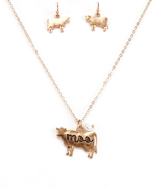 Dainty Cow Necklace Set