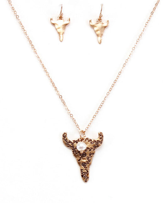 Dainty Steer Head Necklace Set