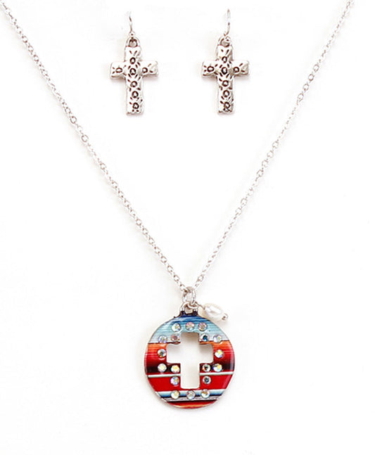 Dainty Navajo Cross Cut out Necklace Set