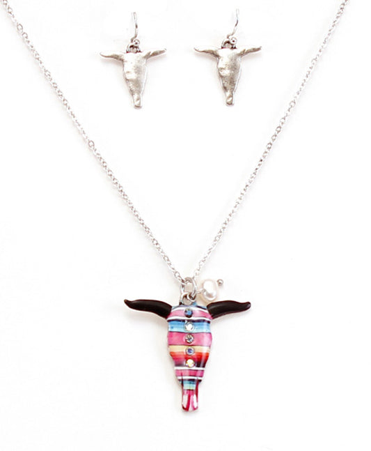 Dainty Steer Head Navajo Necklace Set