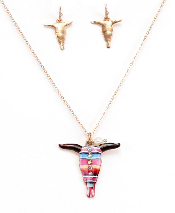 Dainty Steer Head Navajo Necklace Set