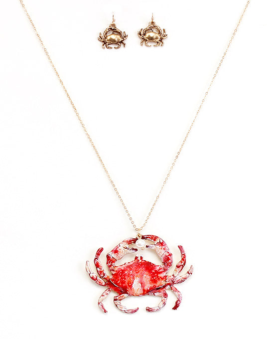 Crab Print Necklace Set