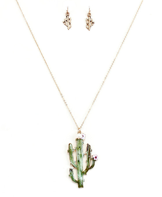 Cactus Print Necklace Set