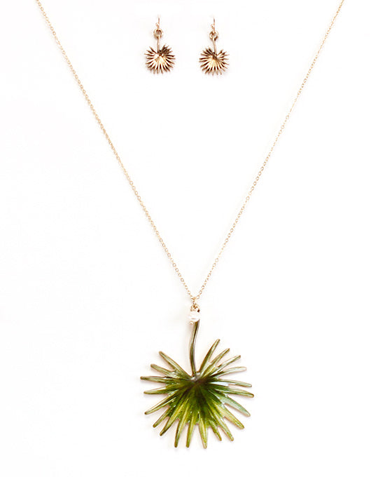 Palm Tree Leaf Print Necklace Set