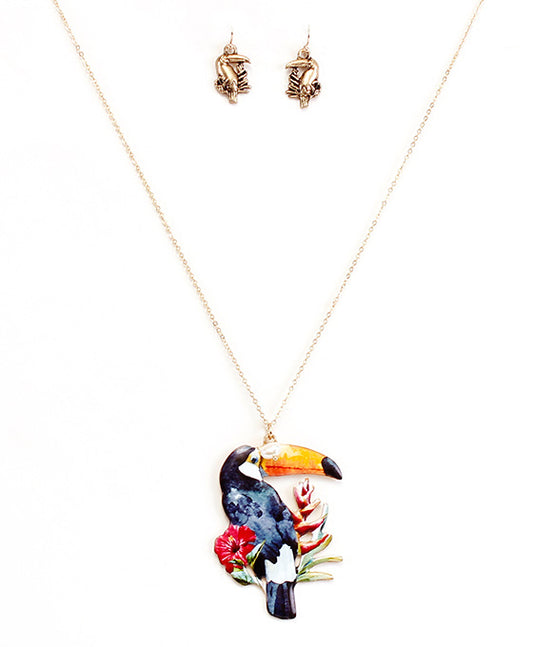 Toucan Print Necklace Set